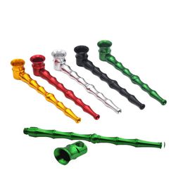 Tobacco Pipes Long Bamboo Metal Smoking Pipe Herb Pipes Portable Creative Smoke Accessories 129mm Assorted Colours 20pcs YFA32856560813