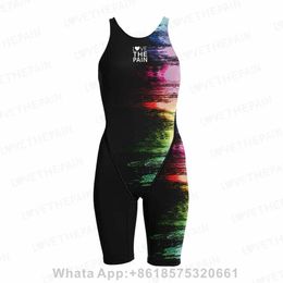 Swim wear Competition training swimsuits Tech Neck Knee Suits Tech Backless Womens Suits Comfort Belts Swimsuit aquatic sports 240311