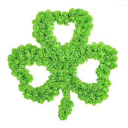 Decorative Flowers St Patricks Day Wreath Hanging Floral Garland Green Realistic Shamrock Door Wall Home Decoration