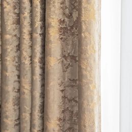 Curtains Luxury Villa Home Decor Bronzing Design Velvet Curtains Light Coffee/Grey Blackout Curtains For Living Room Bedroom Custom Made