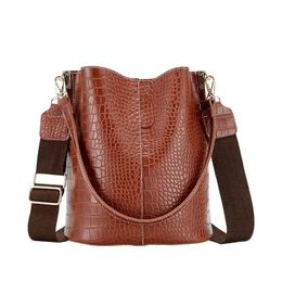 Alligator Pattern Bucket Bag For Women Vintage Shoulder Bag Big Capacity Crossbody Bag Elegant Shopping Handbag Purse 240309