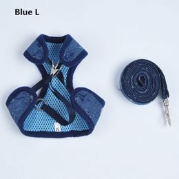 Denim Blue Necklace Collar Dog Collars Sets Outdoor Durable Chai Keji Dog Leashes High Quality Pet Supplies 2PCS Sets249N