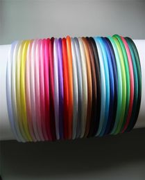 60pcslot 10mm Plain Solid Color Satin Covered Resin HairbandsRibbon Covered Adult Kids Headbands girl Headband Y2007107203240