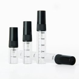 Bottle 50/100pcs 2/3/5/10ml Black Empty Glass Perfume Bottles with Scale Perfume Atomizer Portable Travel Spray Reffilable Bottles