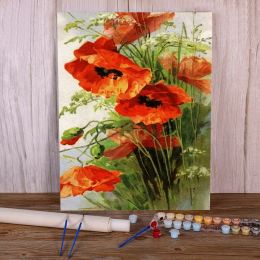 Number Poppy Flowers Coloring By Numbers Painting Set Oil Paints 40*50 Boards By Numbers Loft Wall Picture Crafts For Wholesale