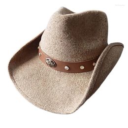 Berets American Original Western Cowboy Hat Pure Wool Felt Styling Woollen Big Cornice