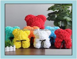 Decorative Flowers Wreaths Festive Party Supplies Home Garden Rose Teddy Bear Valentines Day Gift 25Cm Flower Bears Artificial D2460295