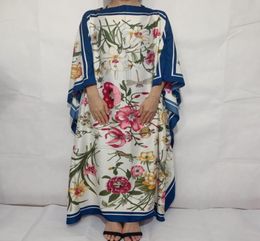 Ethnic Clothing Unique Floral Printed Silk Kaftan Bohemian Maxi Dresses Loose Saudi Arabia Fashion Women039s Muslim Ayaba Robe 3203220