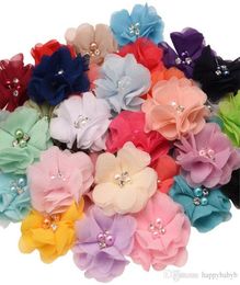 33 color Baby Girls Chiffon Fabric Flowers For DIY headbands corsage Kids Hairsticks Hair Clips Hair Accessories Hairpin Headwear 9652051