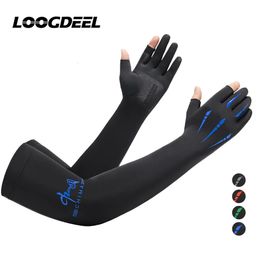 LOOGDEE 1Pair Sports Arm Sleeves Men Women Cycling Running Fishing Arm Cover Cuff Sun UV Protection Ice Cool Sleeves Long Gloves 240312