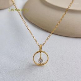 Pendants Leouerry 925 Sterling Silver Round Drop Pendant Necklace For Women Girl Simple Short Clavicle Chain Fine Jewelry
