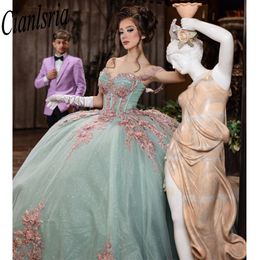 Mint Green Ball Gown Quinceanera Dresses Formal Prom Graduation Gowns Lace Up Princess Sweet 15 16 Dress vestidos de 15 anos