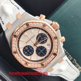 AP Watch Designer Diamond Watch Royal Oak Offshore Series Rose Gold Precision Steel Outer Ring Diamond 26234sr Automatic Mechanical Limited Edition Womens Watch