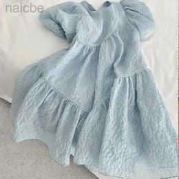 Girl's Dresses Casual Dresses Soft Comfortable New Korean Light Bule clothes kids dresses for ldd240313