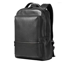 Backpack Genuine Leather 15.6 Inch Laptop Men Travel Bag Waterproof Male Fashion Big Backpacks For Teenger School Bags