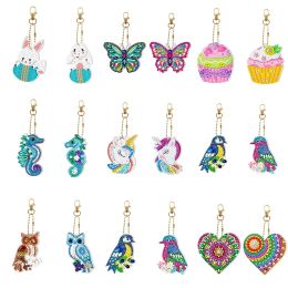 Stitch 2 Pieces New 5D Diamond Painting DIY Keychain Full Diamond Double Sided Inlaid Love Cake Luminous Pendant Bag Accessory Toy Gift