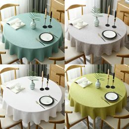 Pads Large Round Tablecloth Solid Color Cotton And Linen Dining Table Table Cloth