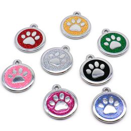 Tags Wholesale 20Pcs Dog ID Tag Paw Tags Custom Personalized Cat Collar Pendant Engraved Pet Necklace Chain Charm Blank Tag For Name