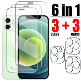 6 in 1 Tempered Glass Camera Glass for iPhone 15 14 13 12 11 Pro Max Screen protector for iPhone 12 Mini 7 8 SE X XS XR Glass Film Camera Protector