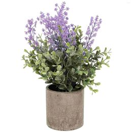 Decorative Flowers 1pc Home Decoration Simulation Lavender Potted Ornament For Desktop Green