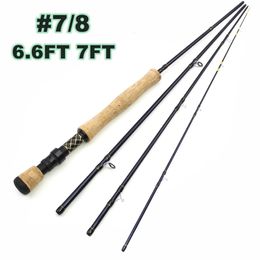 2.1M Carbon 4 Sections Fly Fishing Rod LW 7/8 Fast Action Freshwater Fly Rods for Trout Salmon Fishing Portable Sea Pole 240227