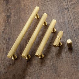 Gold Brass Knurled Textured simple Kitchen cabinet Handle Drawer Pulls Dresser Knobs Wardrobe Handles Furniture Door Hardware225E