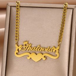 Customised Butterfly Name Necklace with Heart Band Stainless Steel Crown Name Pendant Womens Best Gift Jewellery 240313