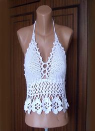 White lace Crochet bralette top Backless bikini Festival crochet top White crop top Bikini Bustier swimwear Halter neck bra4856404