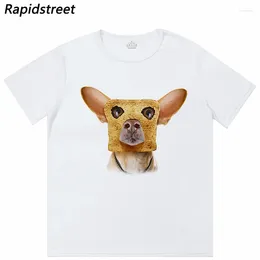 Men's T Shirts Men Streetwear T-Shirt Funny Bread Dog Graphic Shirt Soft Breathable Track Tops Tees White Casual Tshirt Unisex Slim Fit