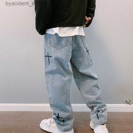 Men's Jeans Mens Jeans Wide Leg Cargo Pants Streetwear Baggy men Jeans Spring Autumn Men Korean Fashion Loose Straight Male Brand Clothing Black 230729 L240313