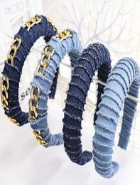 Women Wide Jean Fabric Hair Bands Jewelry Fashion Creative Sponge Denim Headband Hair Hoop Headwear for Girls7707799