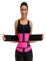 Double Belt 100 Latex Waist Trainer Body Shapers Fitness Waist Trainer Zipper Shapewear Slimming Belt Fajas Colombianas3150416