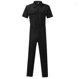 Men's Pants Men Bodysuit Comfortable Workwear Mechanic Jumpsuit Coverall With Adjustable Waist Belt Lightweight Fabric