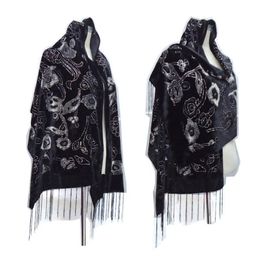 Scarves Arrival Burnout Velvet Winter Scarf Hijab Glitter Floral ShawlS For Wedding Black Head Ponchos Women244y