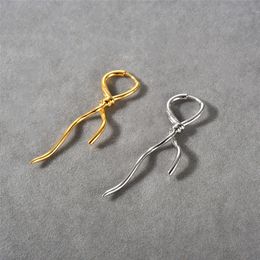 European and American Face Slimming Asymmetrical Gold and Silver Curve Knotted Earrings with Exaggerated Personality Unique and Fashionable Minimalist Earrings