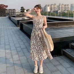 Fragmented Floral Camisole Dress for Women with a Slim Waist and a Refreshing Summer Look. New 2024 Long Dress for Women 7WPR