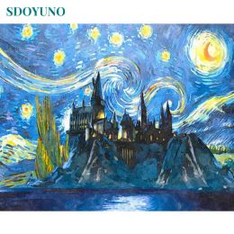 Calligraphy SDOYUNO under the starry sky Painting By Numbers DIY Frame Paint By Numbers For Adults Abstract Morden Wall Art For Gift