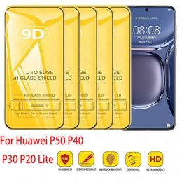 9D Screen Protector For Huawei P50 P40 P30 P20 Lite E Pro P Smart Z Y9A Y9S Y9 Prime Clear Full Coverage Tempered Glass Films 10pcs/box