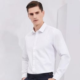 Bamboo Fibre Men White Shirt Long Sleeve Regular Fit Formal Business Social Camisas Plus Large Size 8XL 7XL 6XL 5XL 240307