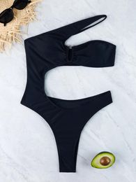 Women's Swimwear One Shoulder Cut Out Piece Swimsuit Women Monokini Backless Bathing Suit Sexy Beachwear