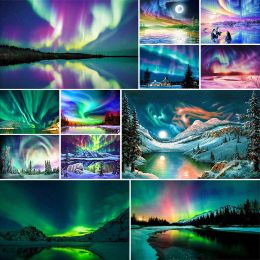 Number Landscape Aurora Coloring By Numbers Painting Complete Kit Oil Paints 50*70 Paiting Wall Paintings For Children