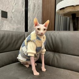 Fleece Coat Jacket Suit for Sphynx Cat Winter Soft Sweatshirt for Kittens Warm Sweet thick floral Vest for Devon Rex Clothing 240304