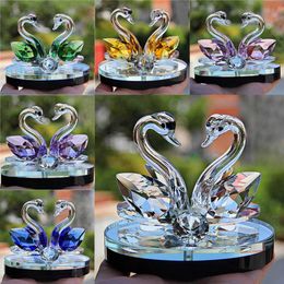 Crystal Glass Animal Swan Figurines Paperweight Feng Shui Crafts Figurine Art & collection For Home Wedding Decor Kids Gifts2353