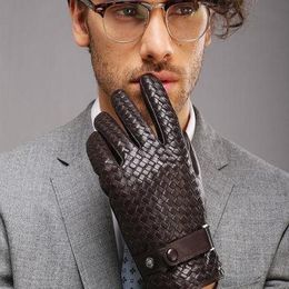 Fashion Gloves For Men New High-end Weave Genuine Leathersolid Wrist Sheepskin Glove Man sqcqKp dh2010225j