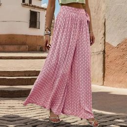 Women's Pants High-waisted Spring Summer Trousers Stylish Lace-up High Waist Wide Leg Culottes For Women A-line Printed Ankle Length