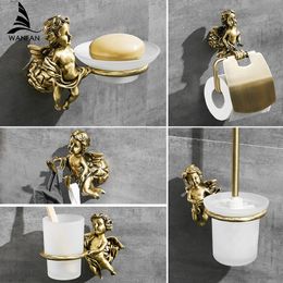 Gold Bathroom Hardware Accessories Set Towel Ring and Robe HookToilet Paper Holder Bar Toliet Brush MB0782B 240304