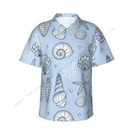 Men's Casual Shirts Shirt Coral Nautical Theme Short Sleeve Summer Men Turn-down Collar Button Clothing