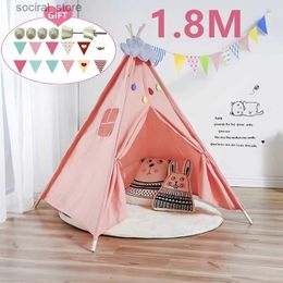 Toy Tents 1.8M Portable Childrens Tents Kids Cotton Canvas Indian Play Tent Tipi Play House Wigwam Child Little Teepee Room Decoration L240313