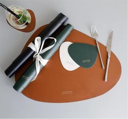 Tableware Pad Place mat PU Leather Table Mat Heat Insulation NonSlip Placemats Bowl Kitchen Washable Black Brown9517632