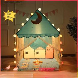 Toy Tents Solid Wood Childrens Tent Indoor Small Tent Princess Girl Cute Dream Castle Boy Toy House Separate Bed Sleeping Mosquito Proof L240313